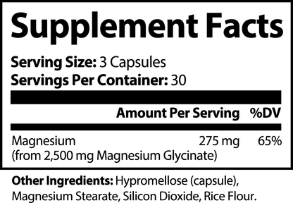 Constitutes - Magnesium Glycinate. 90 Capsules. 275mg Serving. Supplement Label. Optimize Cellular Stress, Reduce Blood Pressure, & Support Your Musculoskeletal System.