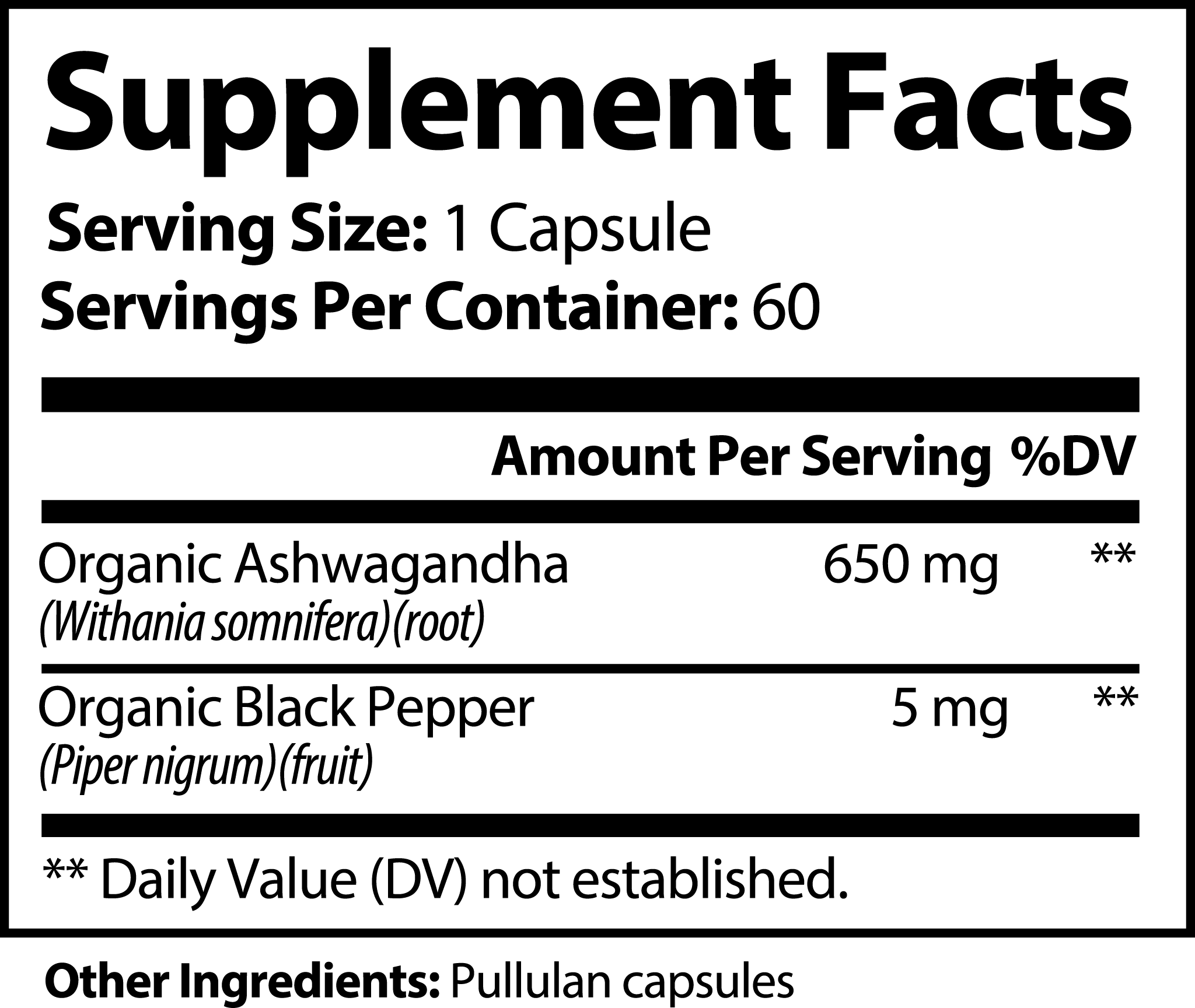 Constitutes - Ashwagandha with Black Pepper. 60 Capsules. Supplement Label. A Powerful, Natural Adaptogen that Supports Calmness of Cortisol, Stress, & Anxiety.