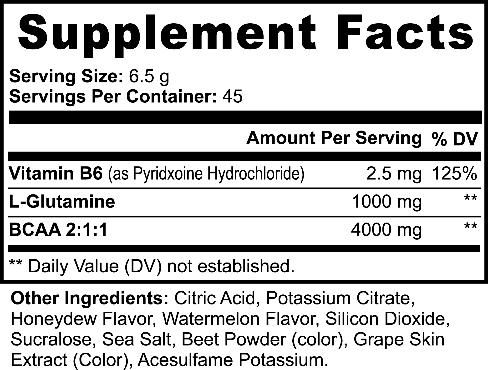 Constitutes - Branch Chain Amino Acids. Watermelon. Supplement Label. A Powerful Blend of Branch Chain Amino Acids with Glutamine to Enhance Lean Muscle, Fuel Your Workouts, & Aid in Recovery.