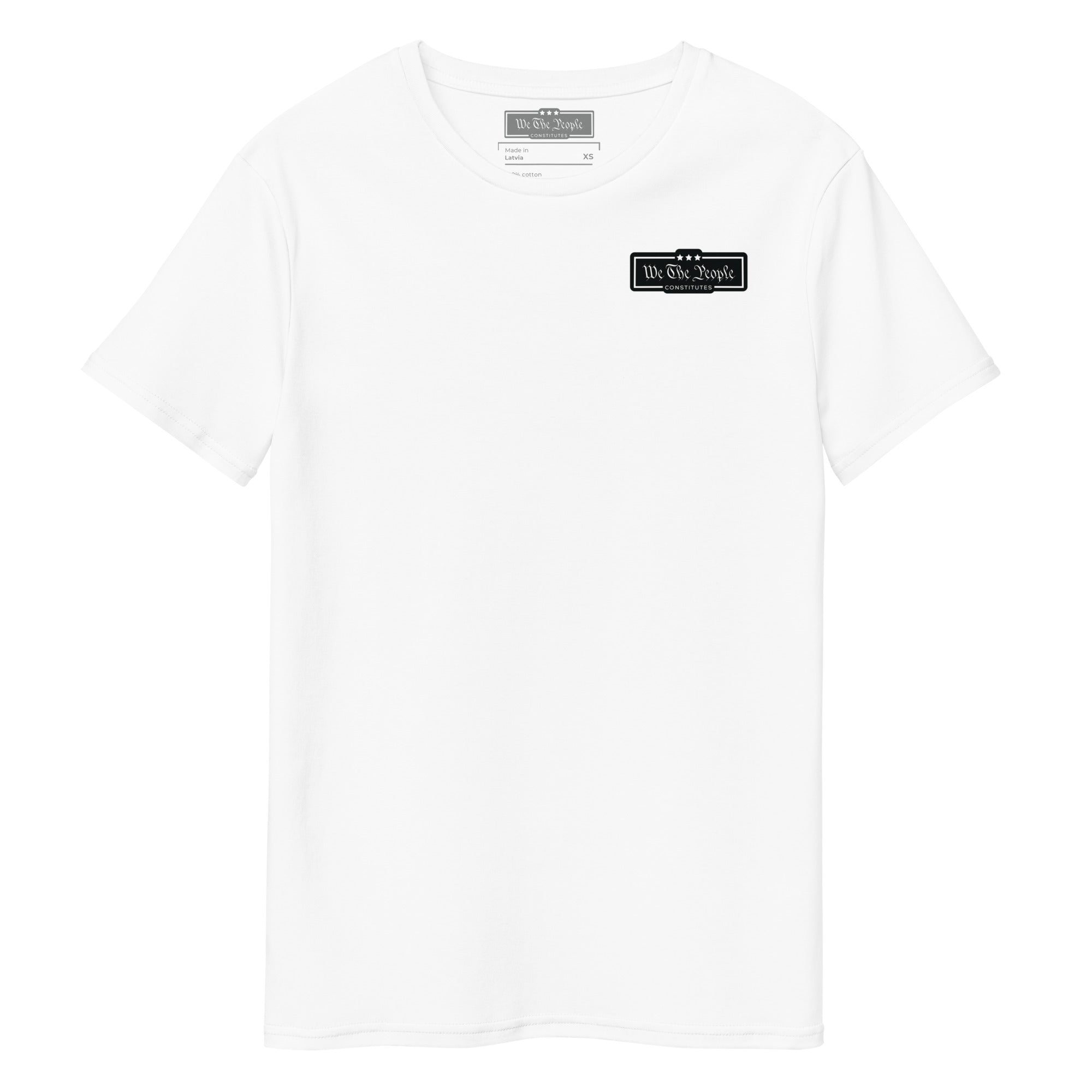 Constitutes - We The People Micro Premium Political Shirt. White. Individual Rights. Law & Order. Meritocracy.