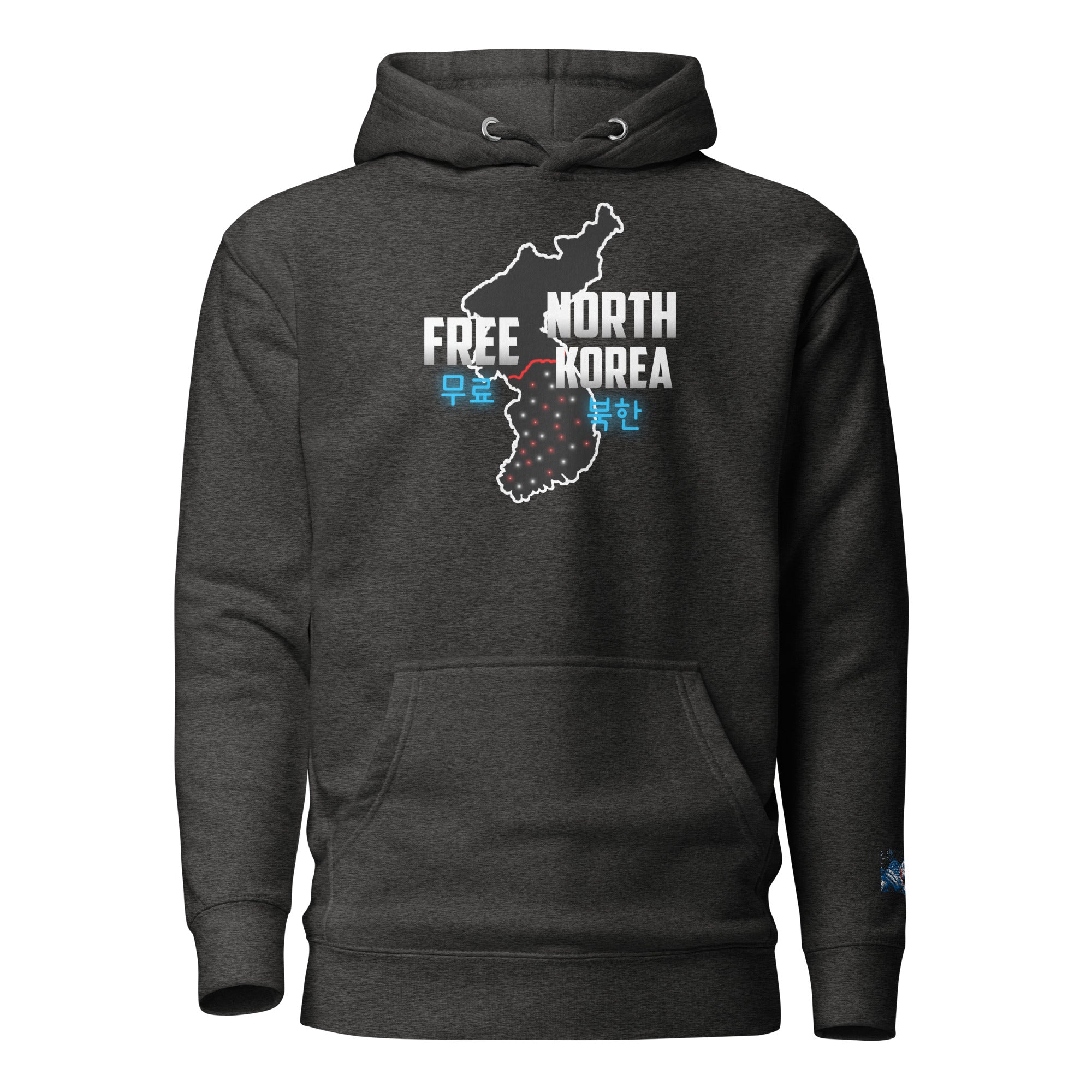 Constitutes - Free North Korea Political Hoodie. Charcoal. Isolated. Indoctrinated. Prison.