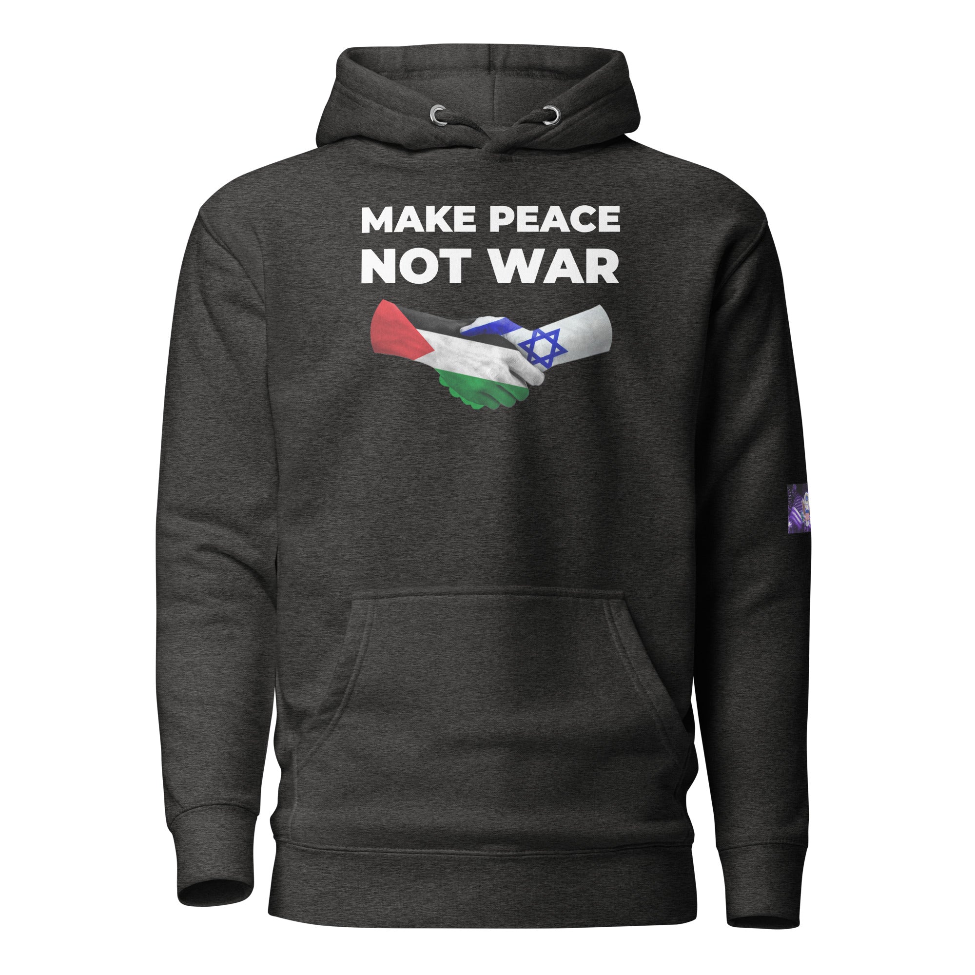 Constitutes - Make Peace Not War Political Hoodie. Charcoal. Through Diplomacy, Peace can be achieved.