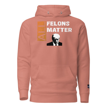 Constitutes - All Felons Matter Political Hoodie. Rust. Convicted Felon. OutLaw. Anti-Establishment.