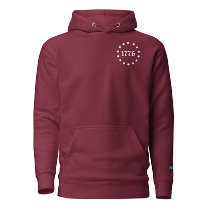 Constitutes - 1776 Political Hoodie. Maroon. Sic Semper Tyrannis.