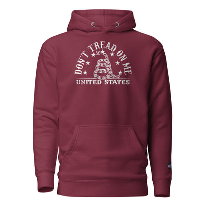 Constitutes - Don’t Tread On Me Political Hoodie. Maroon. Give Me Liberty or Give Me Death.