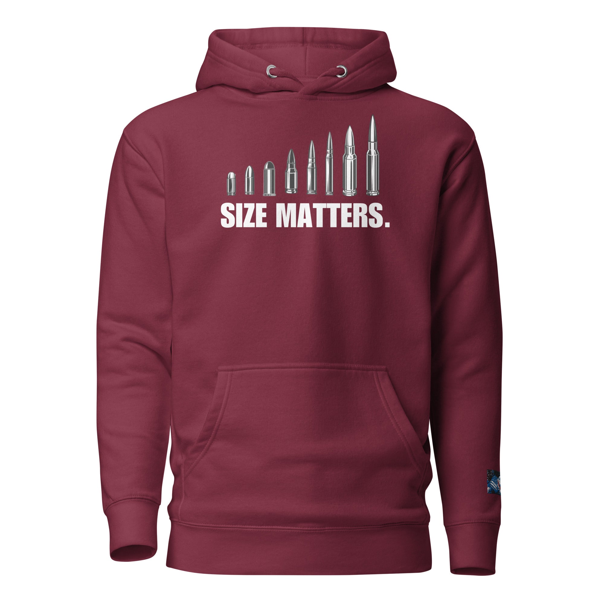 Constitutes - Size Matters Political Hoodie. Maroon. The Bigger, The Better.