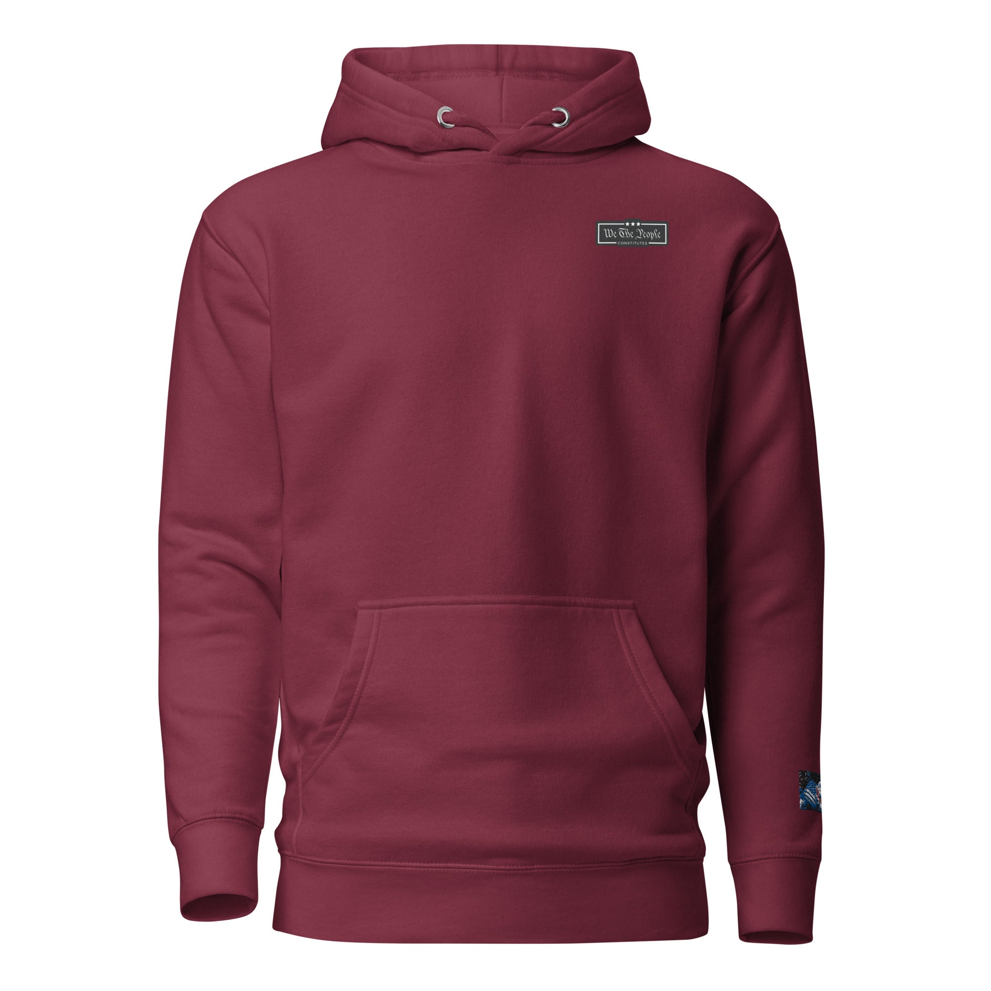 Constitutes - We The People Micro Political Hoodie. Maroon. Individual Rights. Law & Order. Meritocracy.