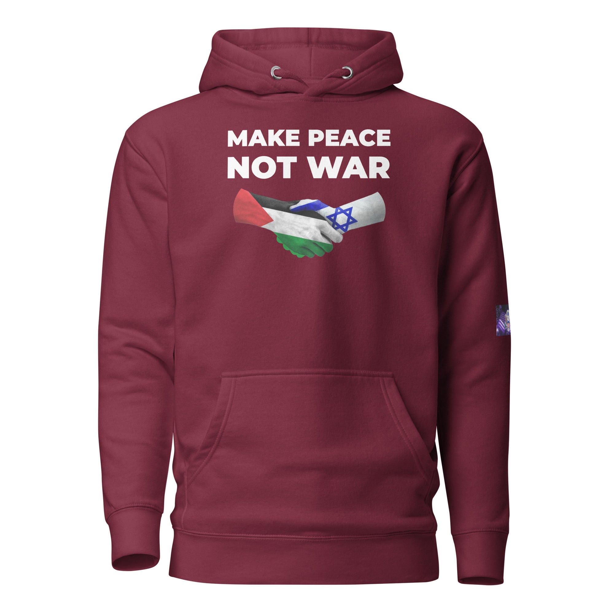 Constitutes - Make Peace Not War Political Hoodie. Maroon. Through Diplomacy, Peace can be achieved.