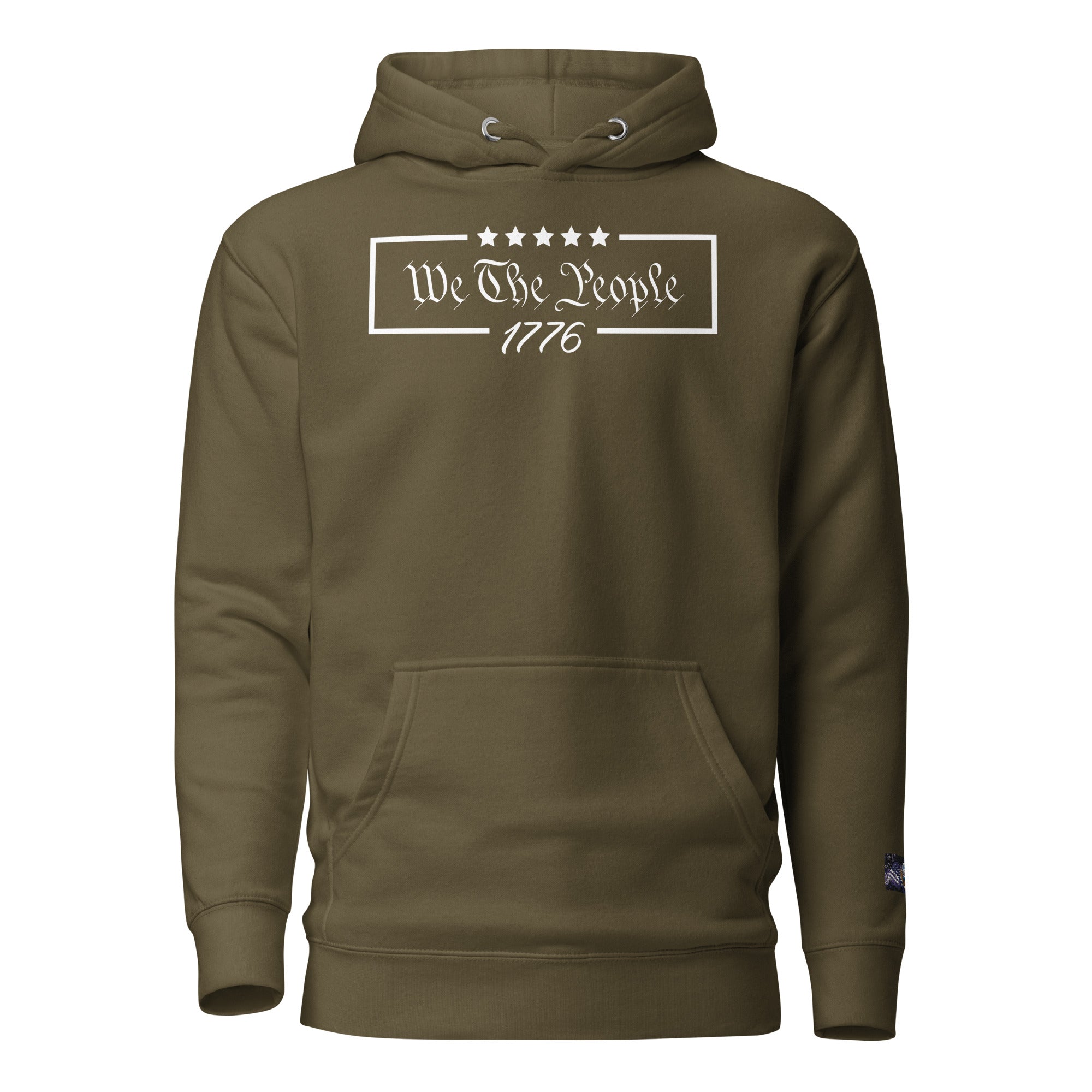 Constitutes - We The People 1776 Political Hoodie. Military Green. Individual Rights. Law & Order. Meritocracy.