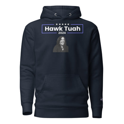 Constitutes - Hawk Tuah Political Hoodie. Midnight Navy. Spit On That Thang.