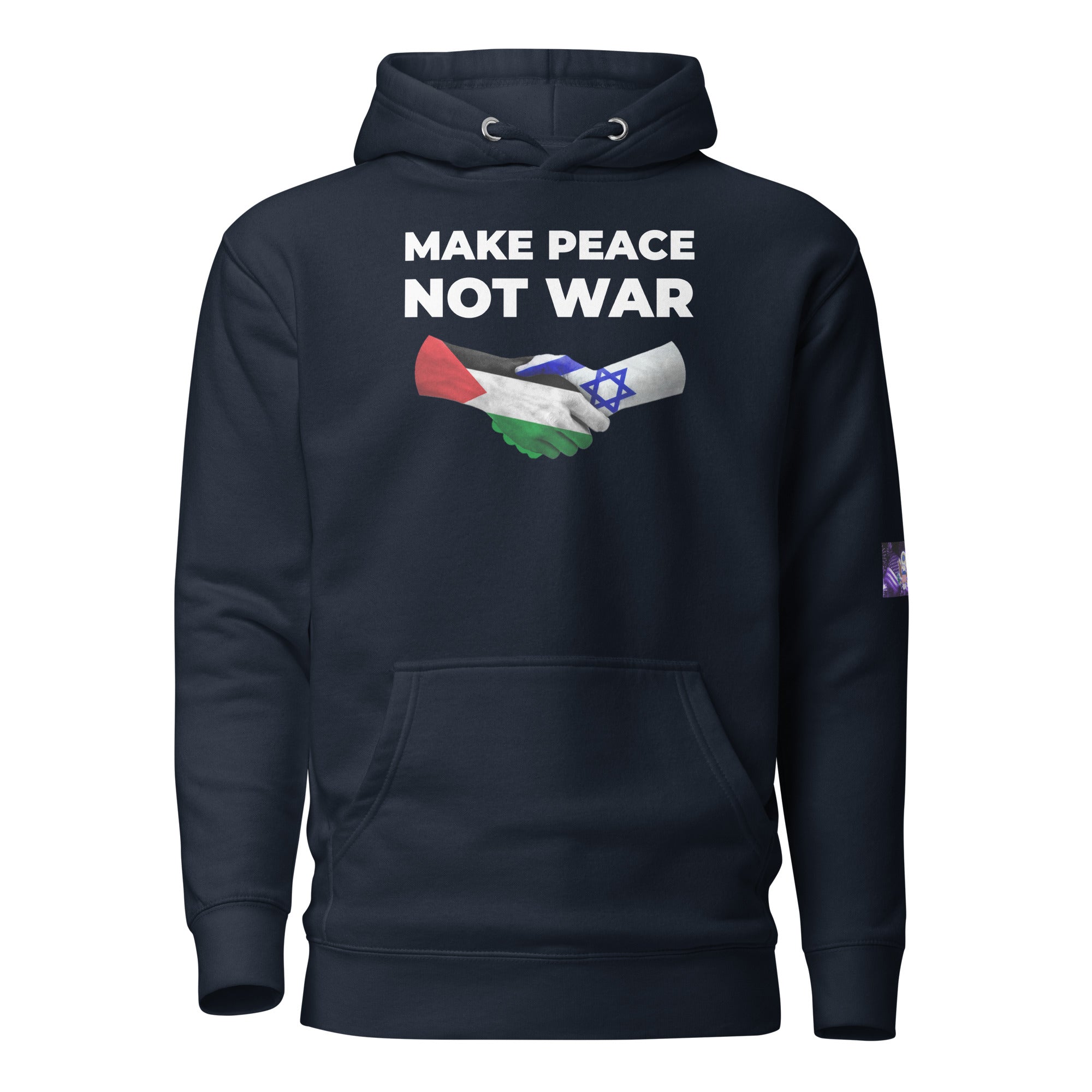 Constitutes - Make Peace Not War Political Hoodie. Midnight Navy. Through Diplomacy, Peace can be achieved.