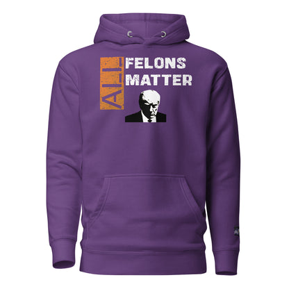 Constitutes - All Felons Matter Political Hoodie. Purple. Convicted Felon. OutLaw. Anti-Establishment.