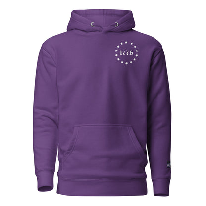 Constitutes - 1776 Political Hoodie. Purple. Sic Semper Tyrannis.