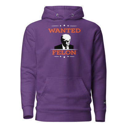 Constitutes - Wanted Felon Political Hoodie. Purple. Convicted Felon. OutLaw. Anti-Establishment.