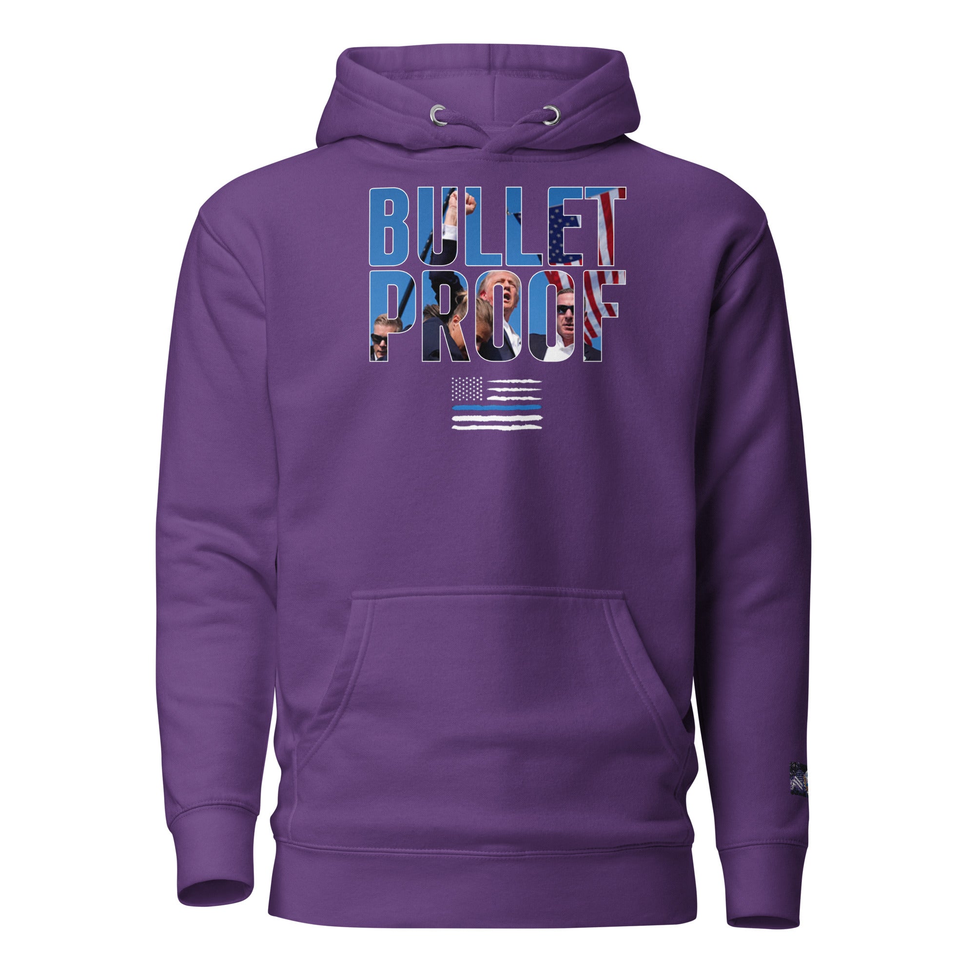 Constitutes - Bullet Proof Political Hoodie. Purple. Unstoppable. Invincible. Divine Intervention.