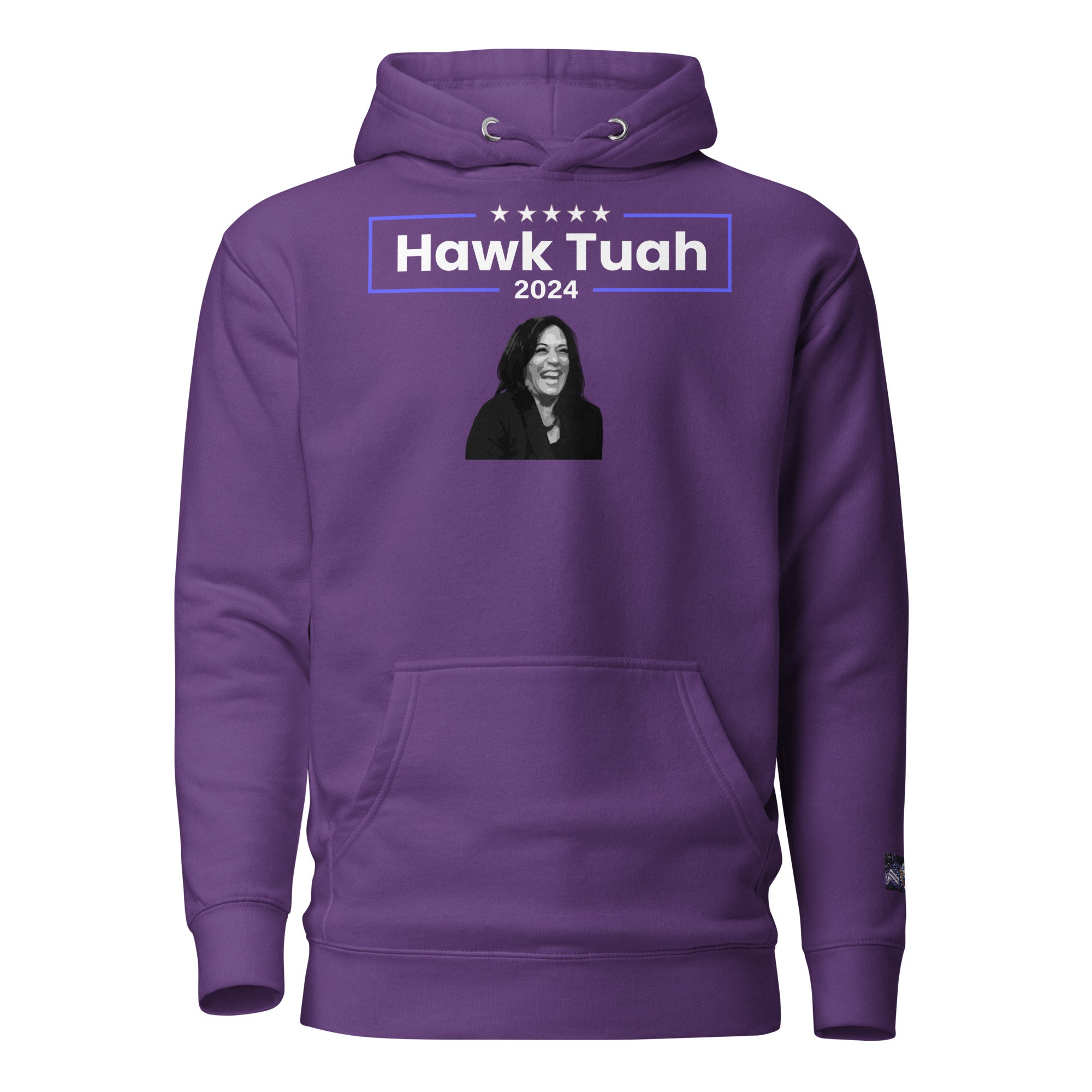 Constitutes - Hawk Tuah Political Hoodie. Purple. Spit On That Thang.