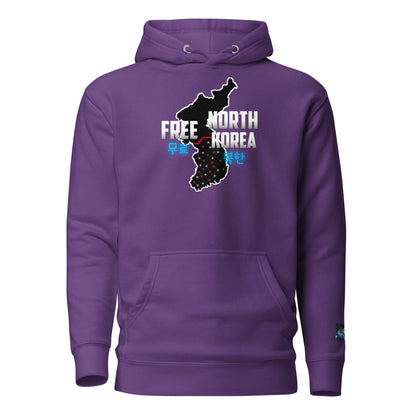 Constitutes - Free North Korea Political Hoodie. Purple. Isolated. Indoctrinated. Prison.