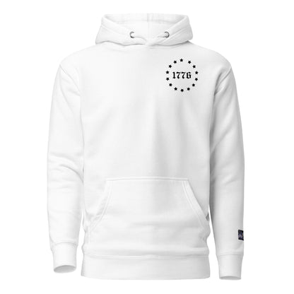 Constitutes - 1776 Political Hoodie. White. Sic Semper Tyrannis.