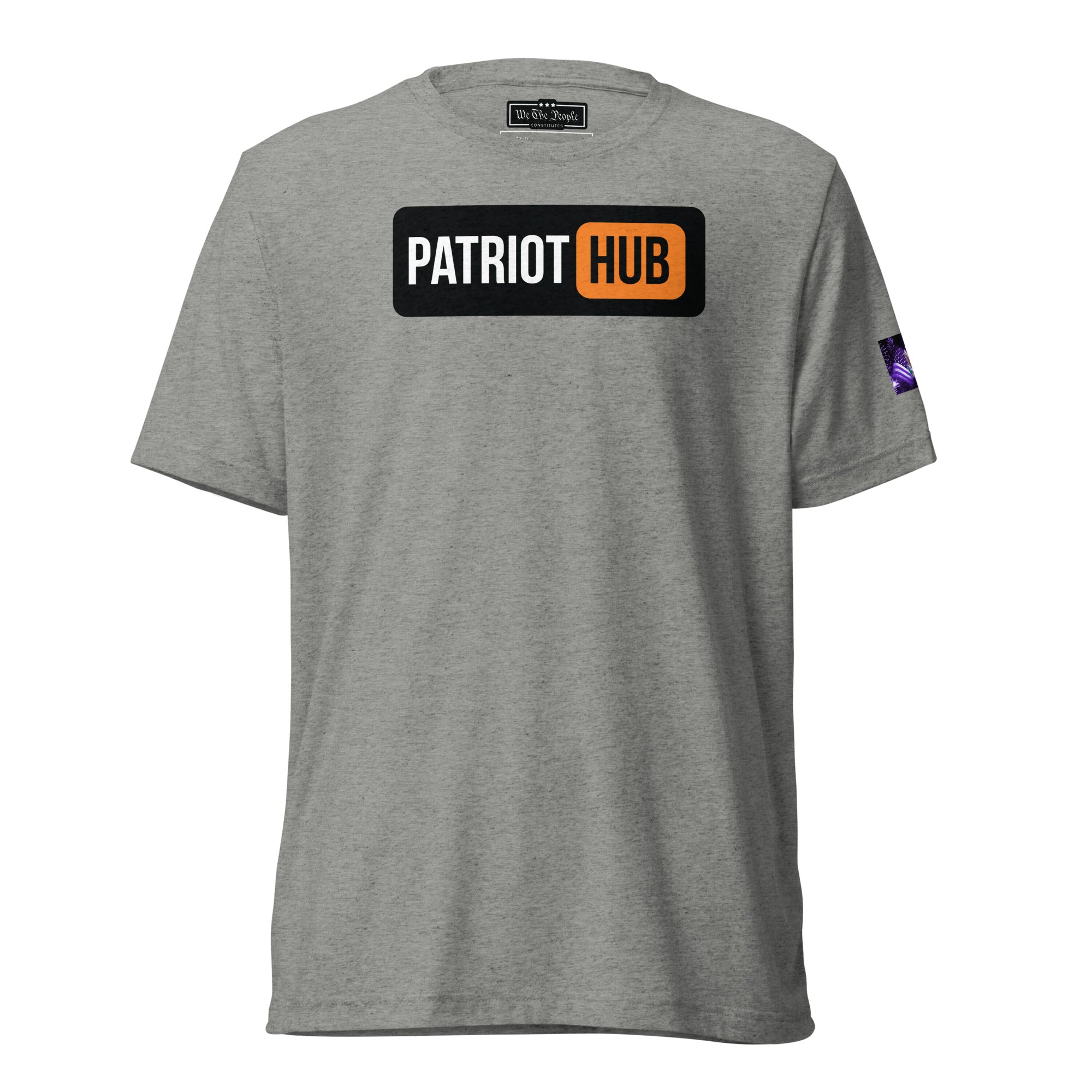 Constitutes - Patriot Hub Political Shirt. Sterling Gray. Censor-Free. Disinformation-Free. Mandate-Free.