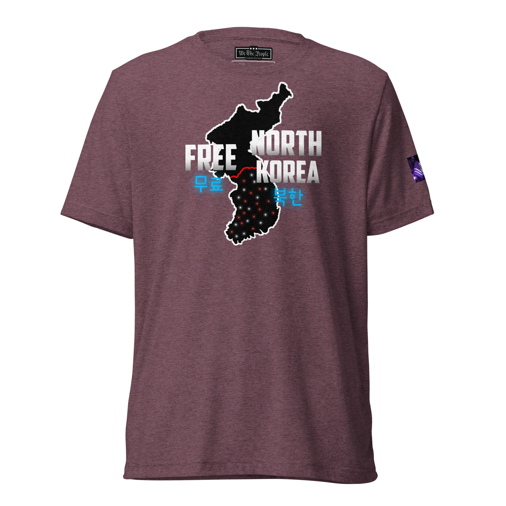 Constitutes - Free North Korea Political Shirt. Maroon. Isolated. Indoctrinated. Prison.