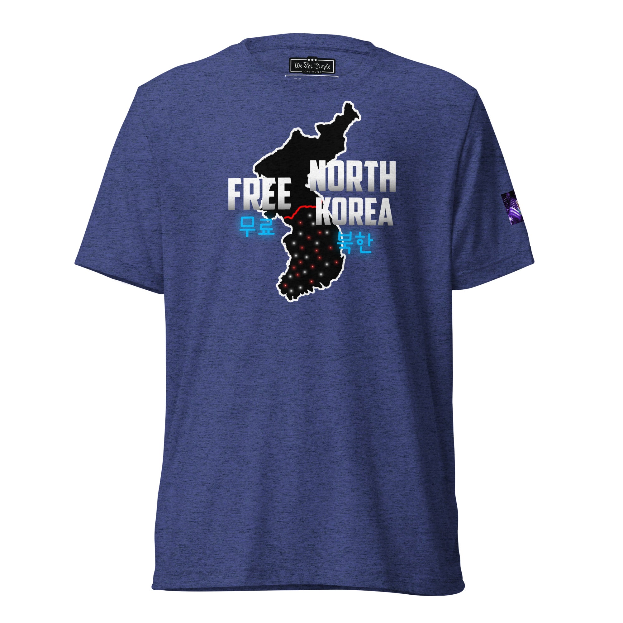 Constitutes - Free North Korea Political Shirt. Midnight Navy. Isolated. Indoctrinated. Prison.