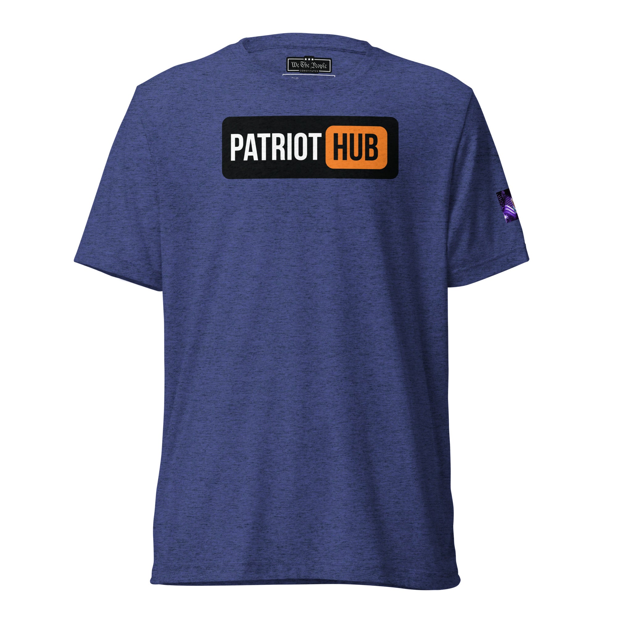 Constitutes - Patriot Hub Political Shirt. Midnight Navy. Censor-Free. Disinformation-Free. Mandate-Free.