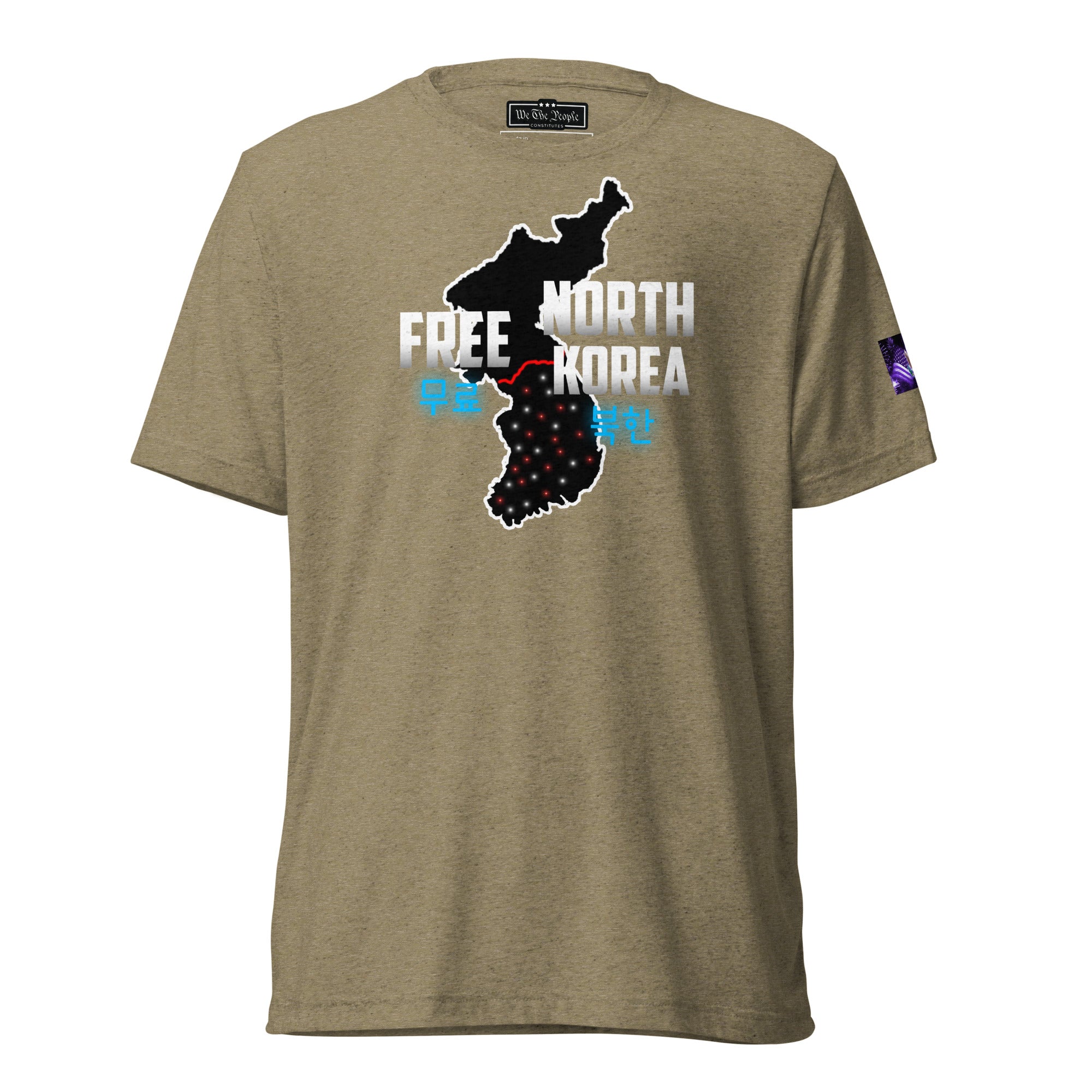 Constitutes - Free North Korea Political Shirt. Olive. Isolated. Indoctrinated. Prison.