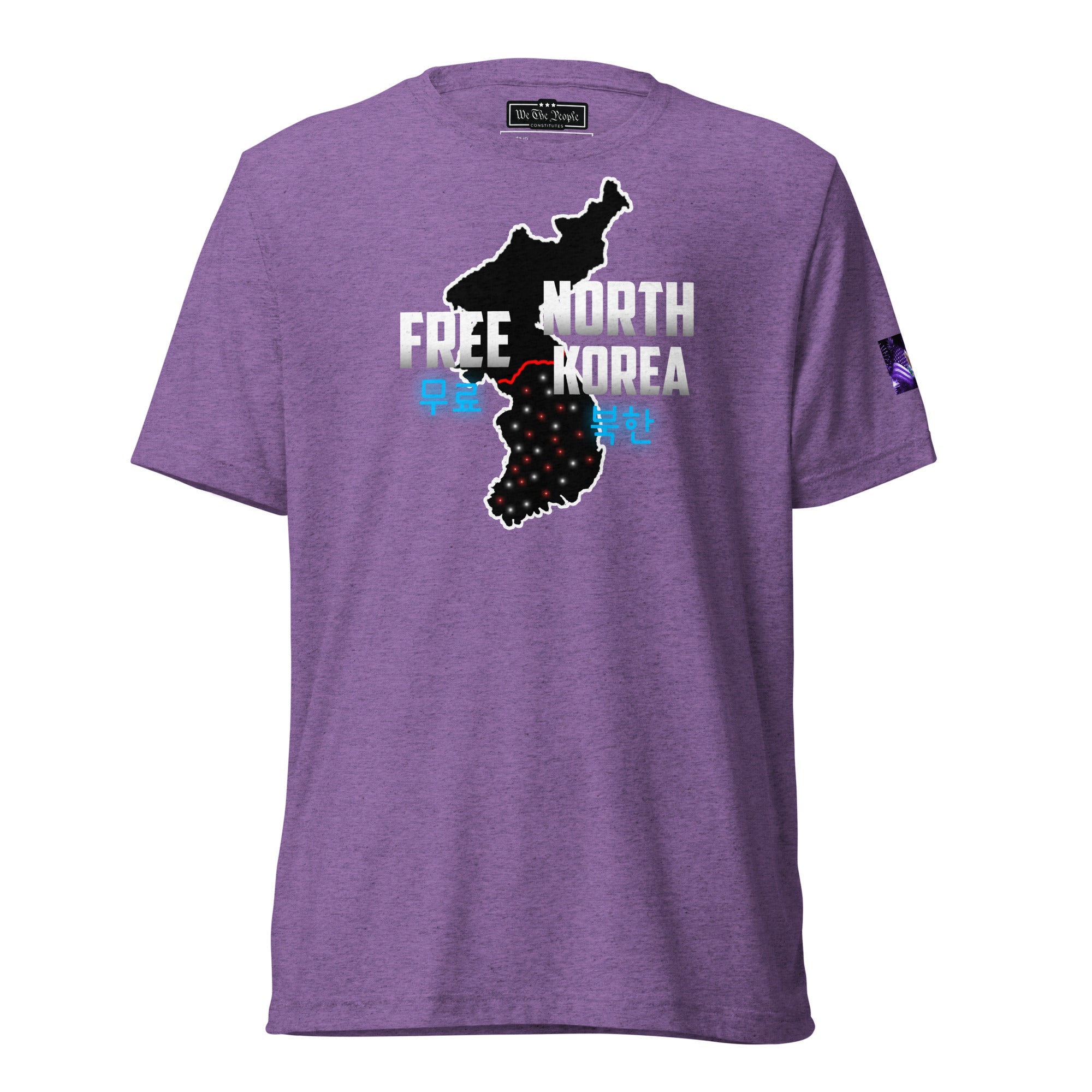 Constitutes - Free North Korea Political Shirt. Orchid. Isolated. Indoctrinated. Prison.